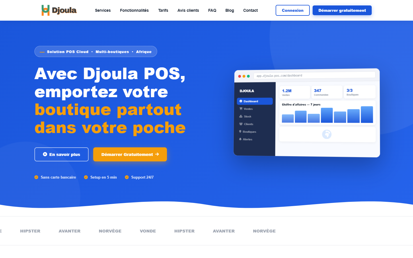 Page d'accueil de l'application