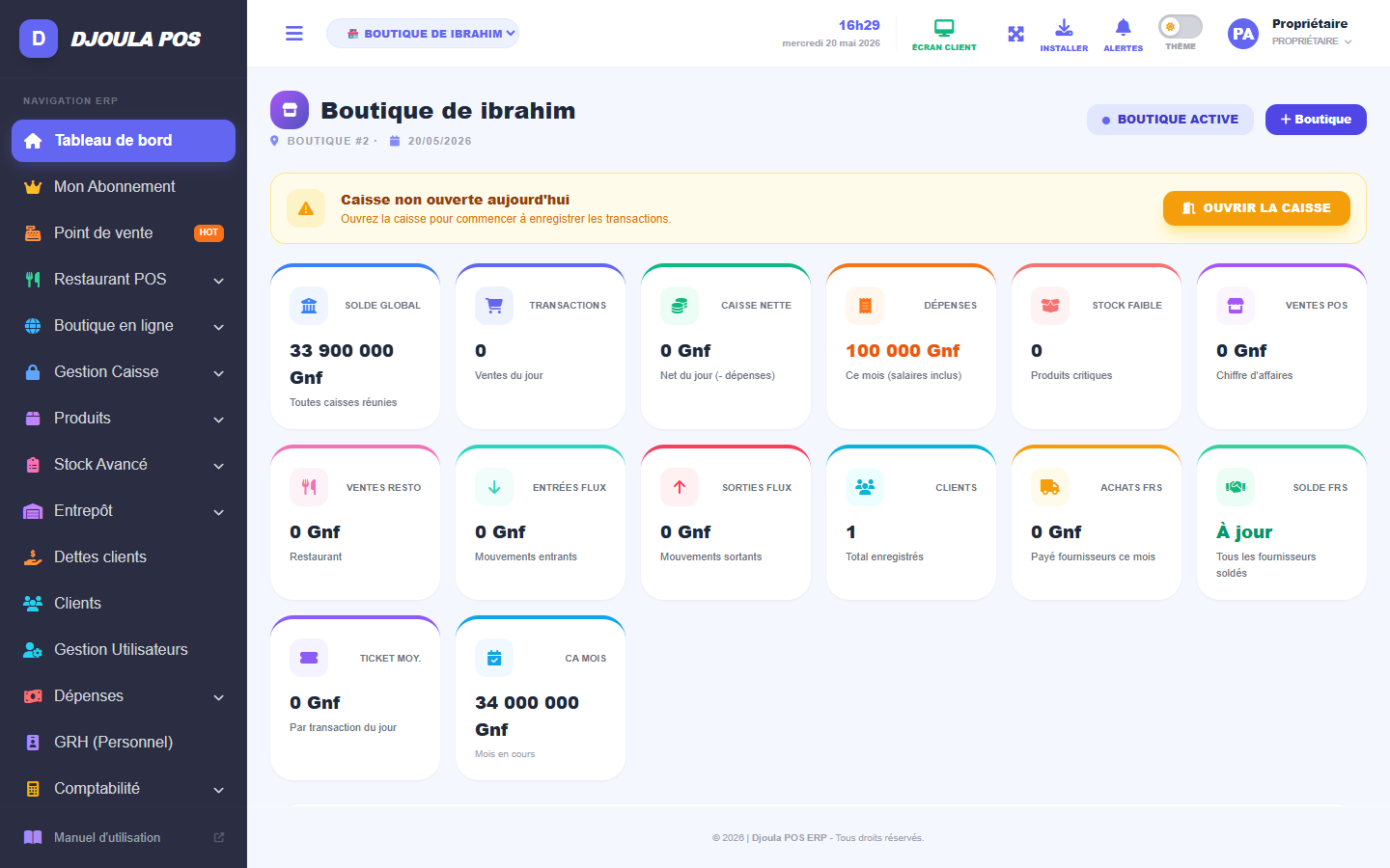 Tableau de bord complet