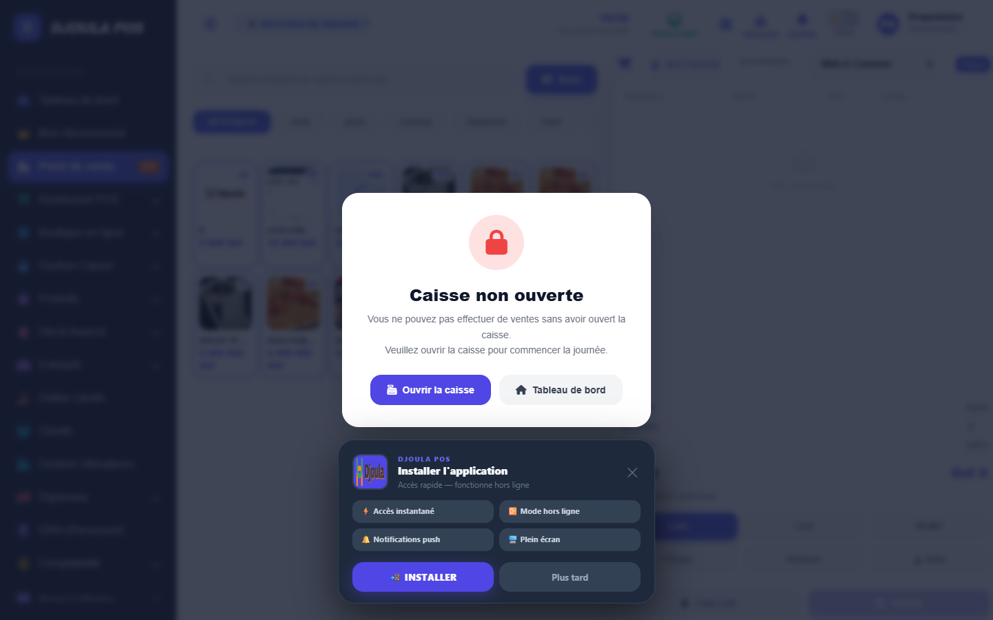 Panier avec articles