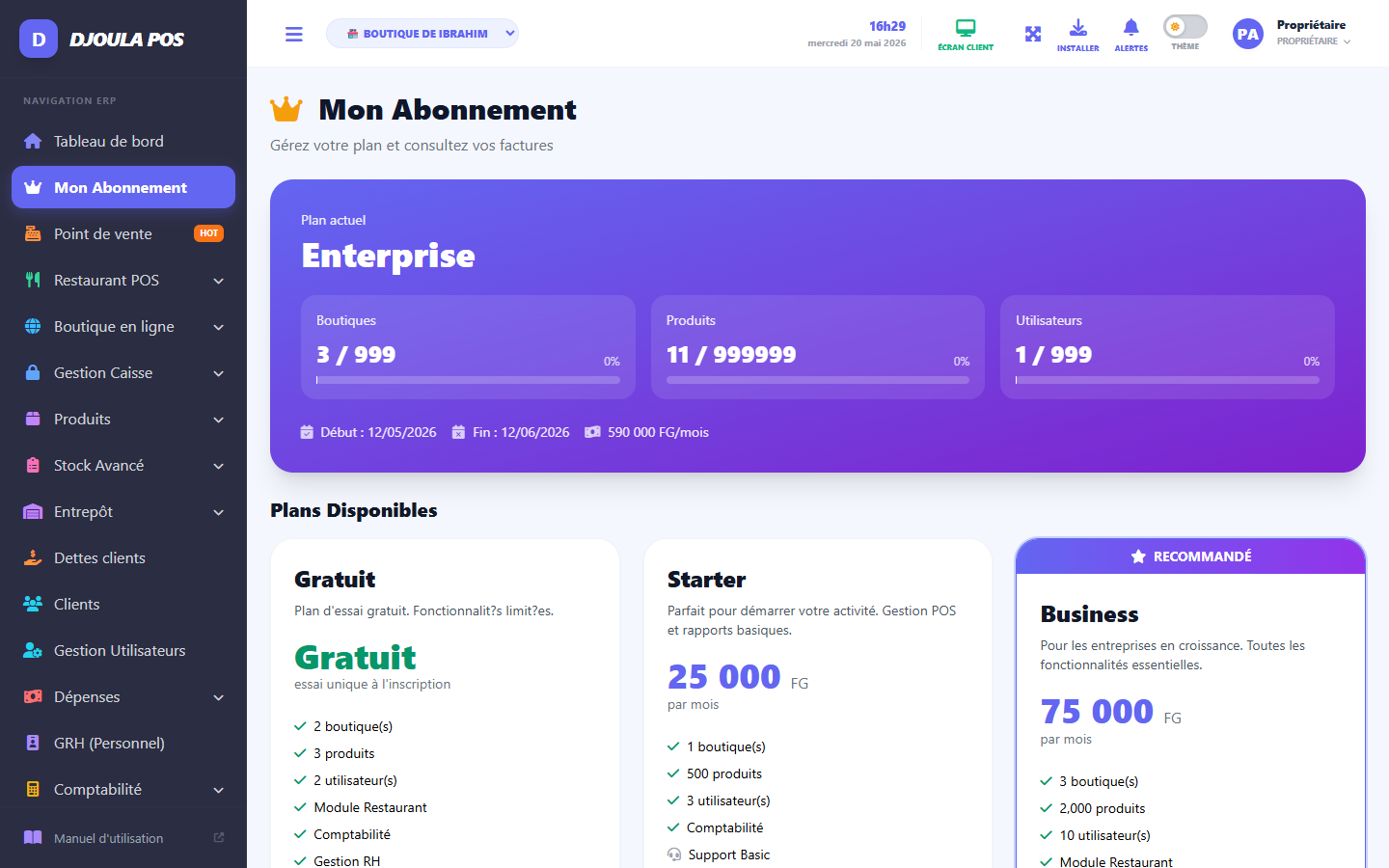 Page abonnement